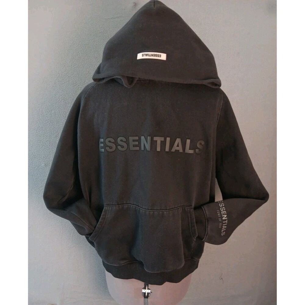 Fear of God ESSENTIALS Pullover Hoodie Mens Medium Black Long Sleeve